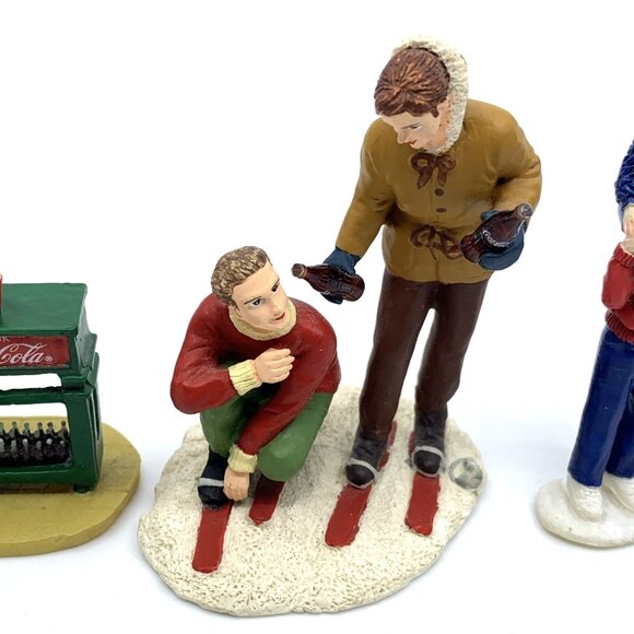 3 Coca-Cola Main Street Collection Figurines Coke Vendor Skiers Father Son Vtg - Picture 3 of 9